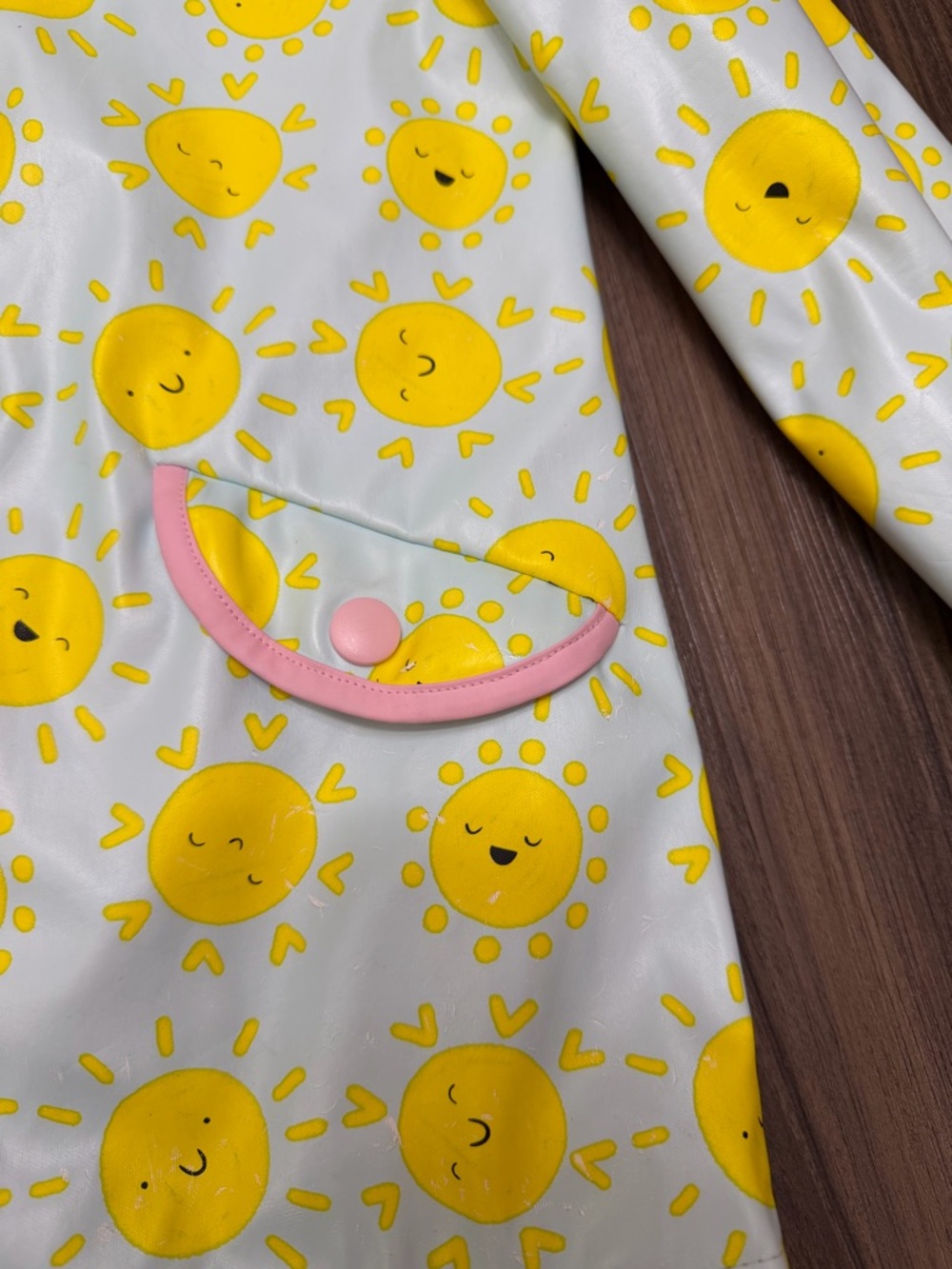 2 of Cat & Jack girl sz 5 Yellow Sun Hooded Raincoat with Pink Trim - Picture 3 of 10
